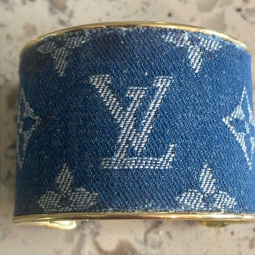 Denim*Luxury DIY* Gold 2 by 2 Cuff handcrafted Only One Left! - Picture 5 of 9